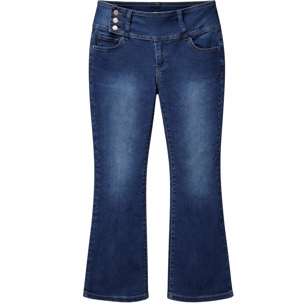 Angel Kiss Women Dark Wash Bootcut Jeans High Rise Triple Button Size 15/32‎
